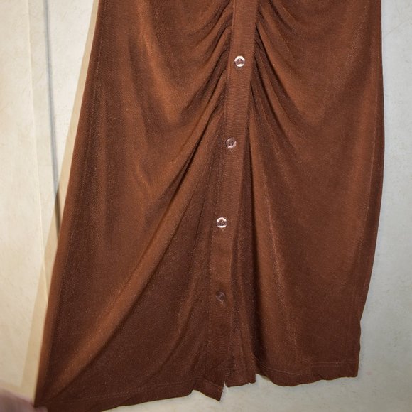 Rue 21 Brown Gathered Short sleeve Shirt Ruched Dress size - Picture 8 of 16
